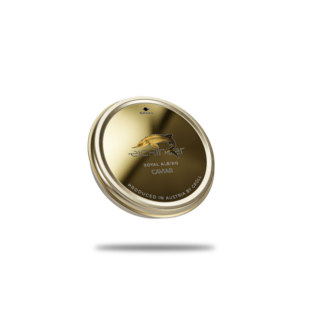 A 250g can of Royal Albion Caviar produced by Eichinger Caviar
