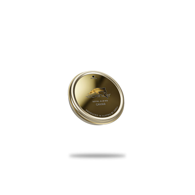 125g tin of Eichinger Royal Albino Caviar, gold lid