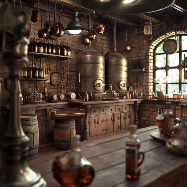 Traditional Vodka Distillery with coper distilling equipment